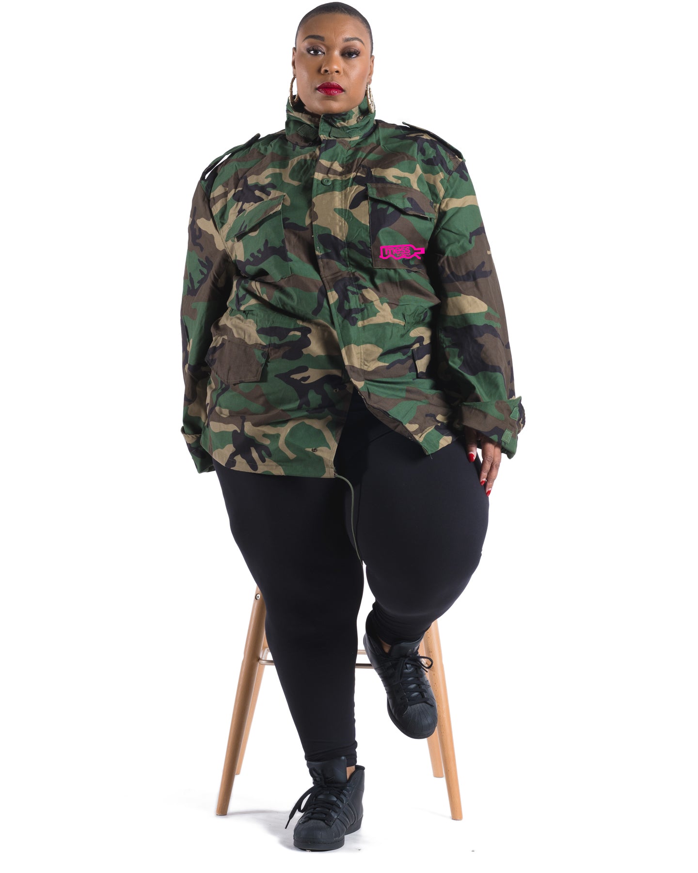 Womens army fatigue jacket hotsell with patches